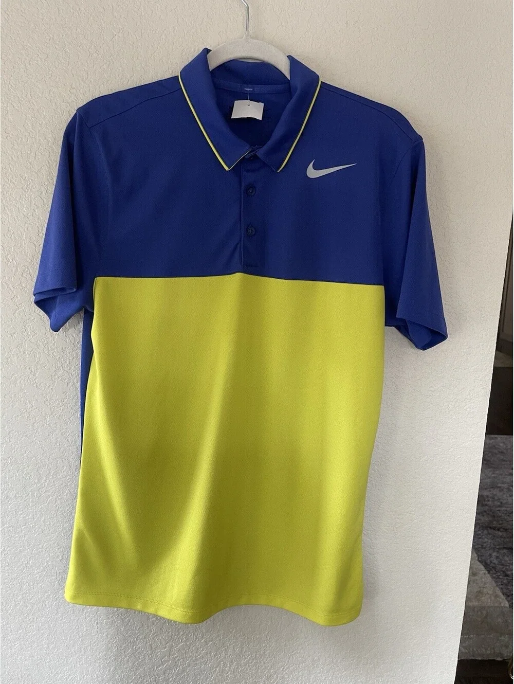 Nike Color Block Purple Yellow Golf Polo Size Small